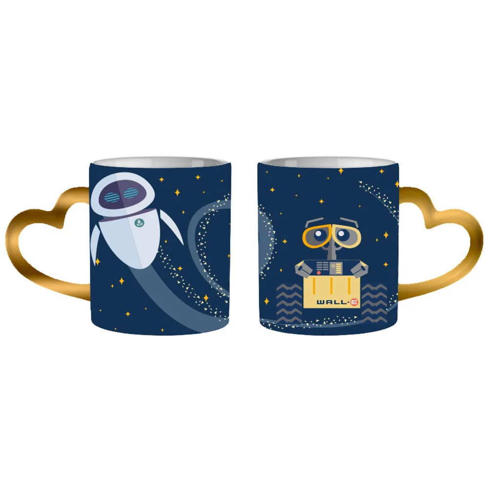 Disney Pixar Wall-E and Eve 2 Mug Set with Metallic Handles Image 1