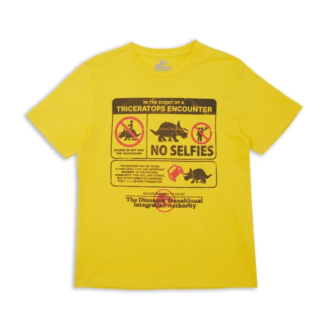 Jurassic World Triceratops Encounter Survival Guide Men's T-Shirt - Yellow