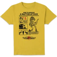 Jurassic World Raptor Attack Survival Guide Unisex T-Shirt - Yellow
