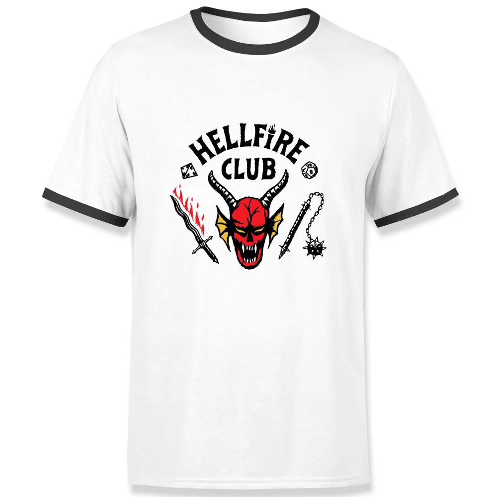 Stranger Things Hellfire Club Unisex Ringer T-Shirt - White/Black - S Image 1