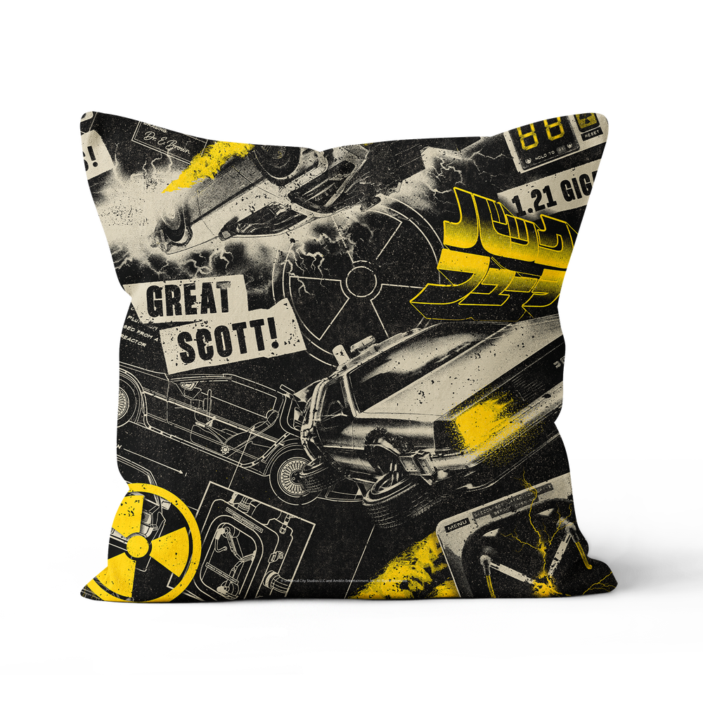 Back To The Future 1.21 Gigawatts Square Cushion - 60x60cm - Soft Touch Image 1