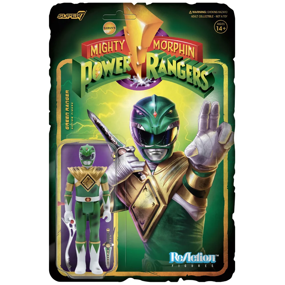 Super7 Mighty Morphin' Power Rangers Reaction Figure - Green Ranger (Battle Damaged) Image 1