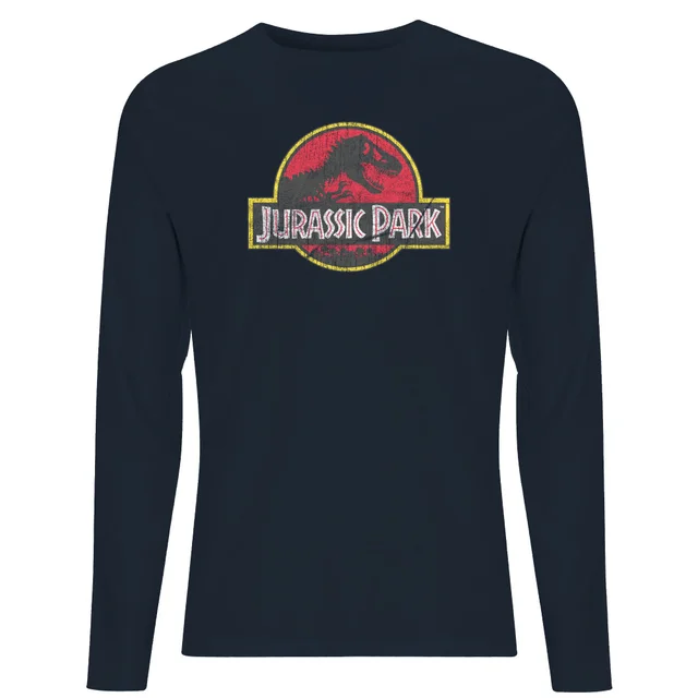 Jurassic Park Logo Men's Long Sleeve T-Shirt - Navy