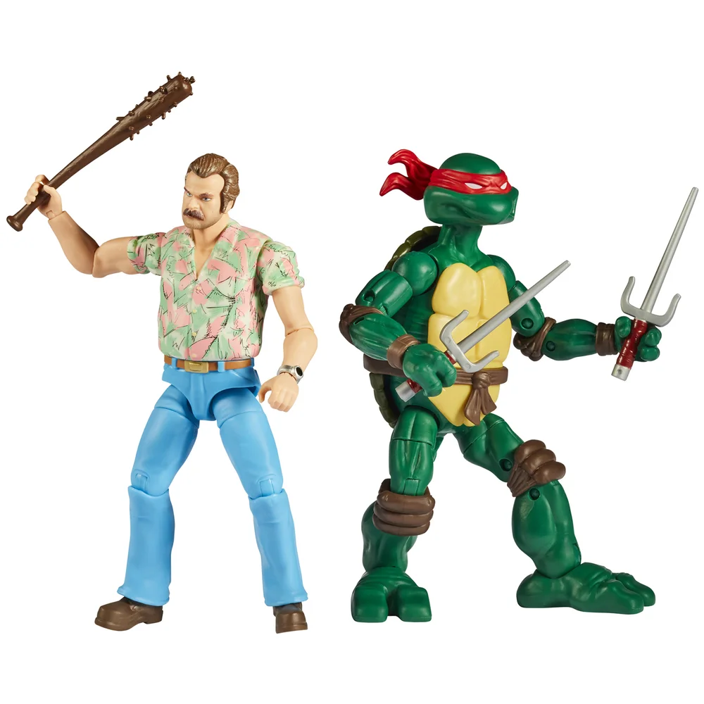 Playmates Teenage Mutant Ninja Turtles x Stranger Things Raphael v Hopper Action Figure 2 Pack Image 1