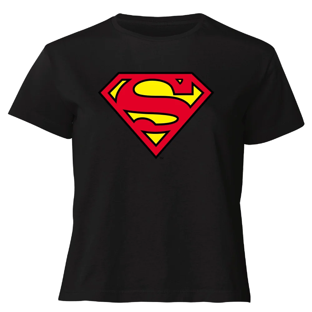 Official Superman Shield Women's Cropped T-Shirt - Black - XS Image 1
