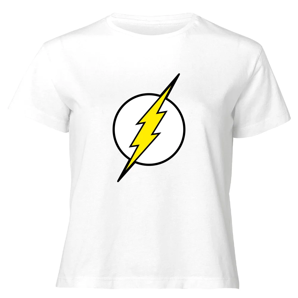 Justice League Flash Logo Women's Cropped T-Shirt - White - XS Image 1