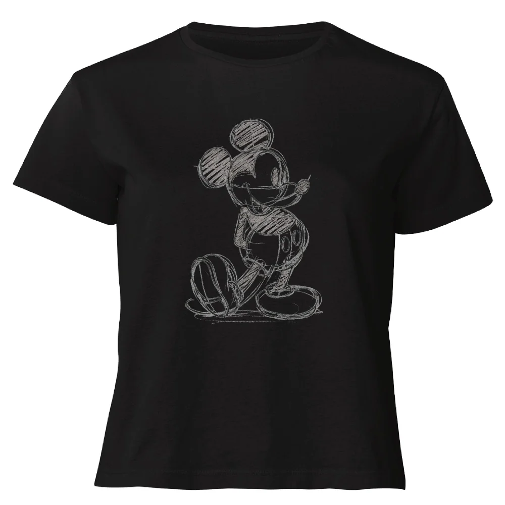 Disney Mickey Mouse Sketch Women's Cropped T-Shirt - Black - XS Image 1