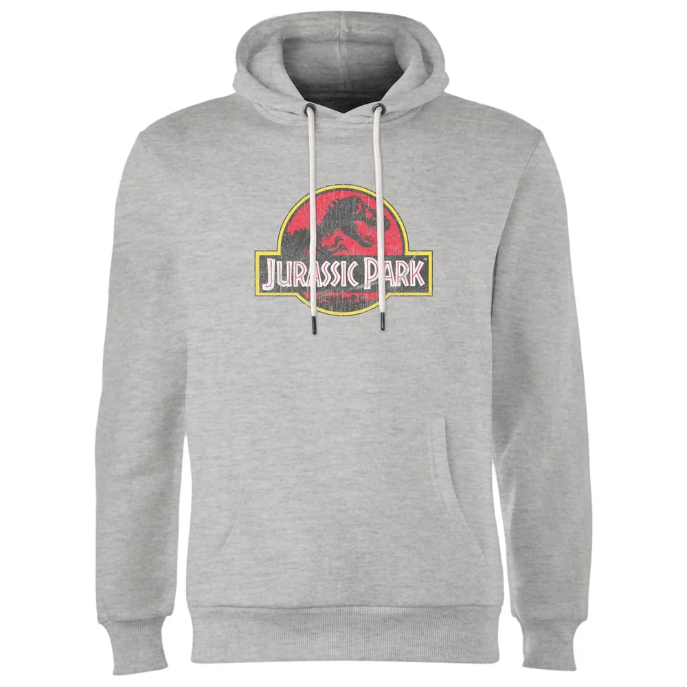 Jurassic Park Logo Vintage Hoodie - Grey - S Image 1