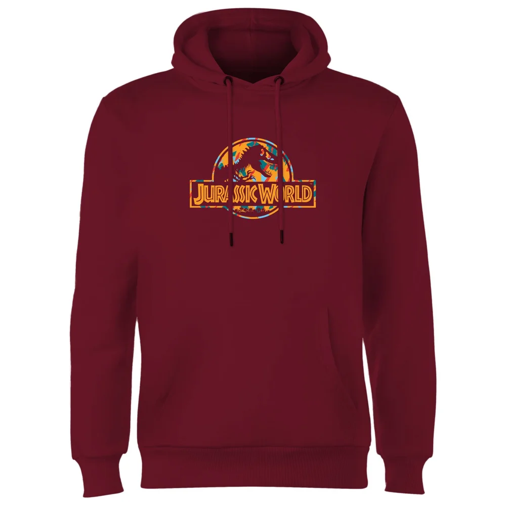 Jurassic Park Logo Tropical Hoodie - Burgundy - S Image 1
