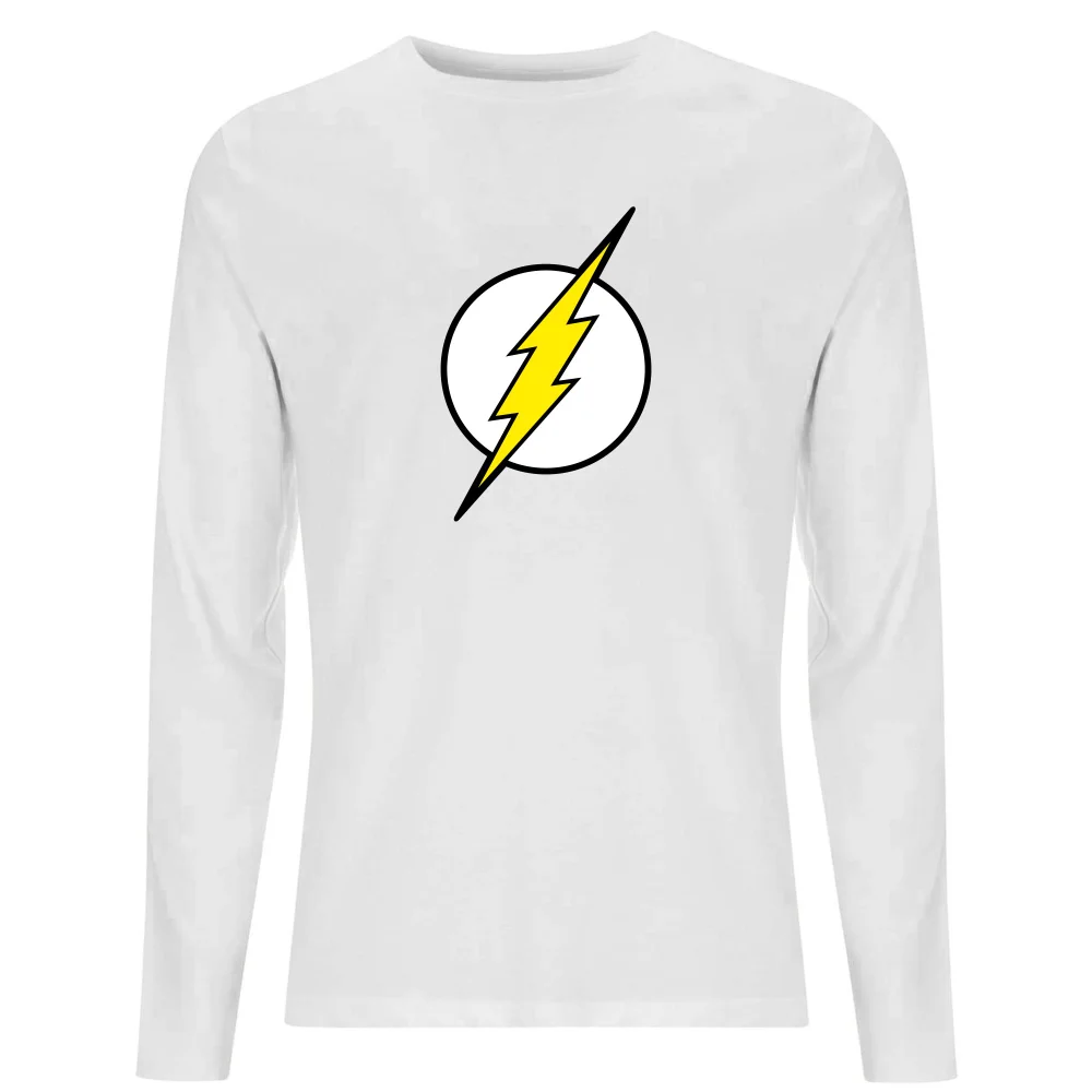 Justice League Flash Logo Men's Long Sleeve T-Shirt - White - S Image 1