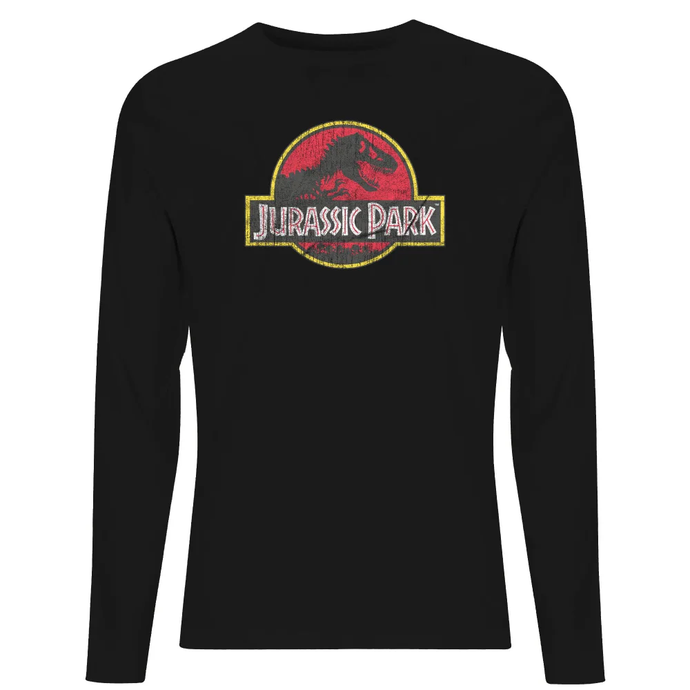 Jurassic Park Logo Vintage Men's Long Sleeve T-Shirt - Black - S Image 1