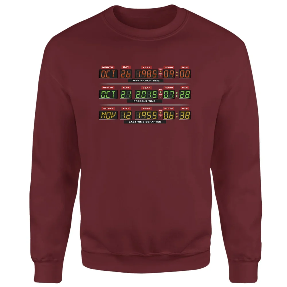 Back To The Future Destination Clock Sweatshirt - Burgundy - XS Image 1