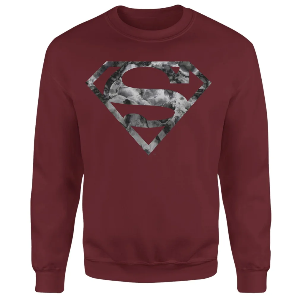 Marble Superman Logo Sweatshirt - Burgundy - S Image 1