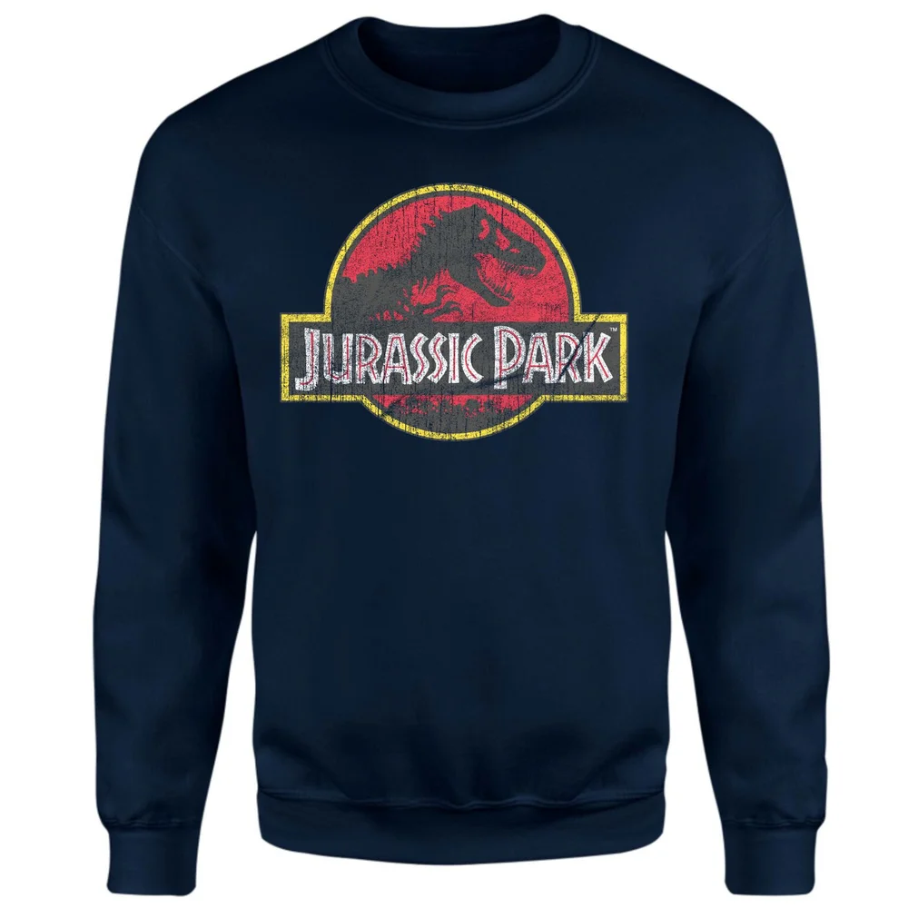 Jurassic Park Logo Vintage Sweatshirt - Navy - S Image 1