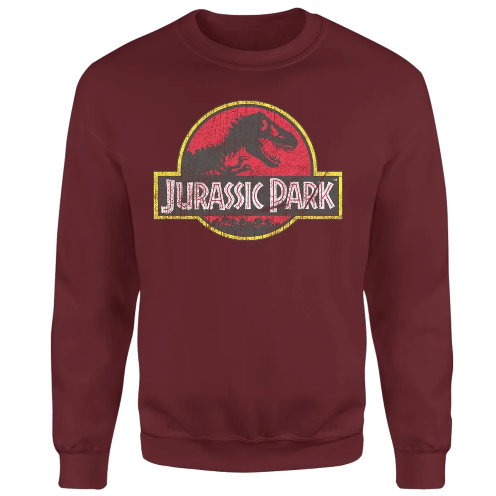 Jurassic Park Logo Vintage Sweatshirt - Burgundy - S Image 1