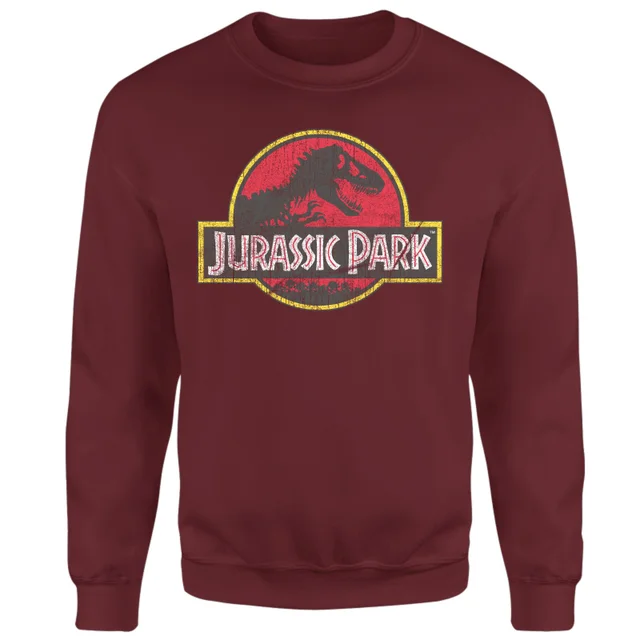Jurassic Park Logo Vintage Sweatshirt - Burgundy