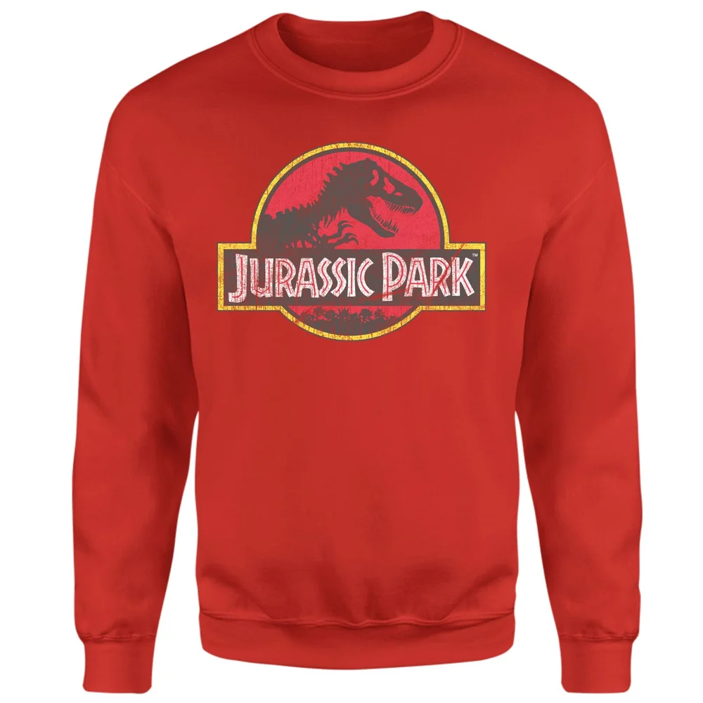 Jurassic Park Logo Vintage Sweatshirt - Red - S Image 1