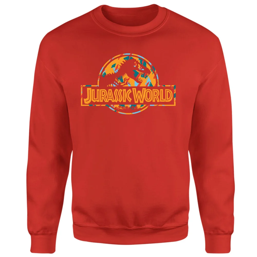 Jurassic Park Logo Tropical Sweatshirt - Red - S Image 1
