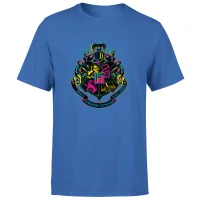 Harry Potter Hogwarts Neon Crest Men's T-Shirt - Blue - undefined undefined