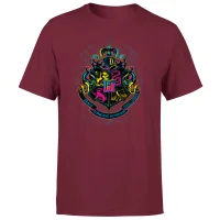 Harry Potter Hogwarts Neon Crest Men's T-Shirt - Burgundy - undefined undefined