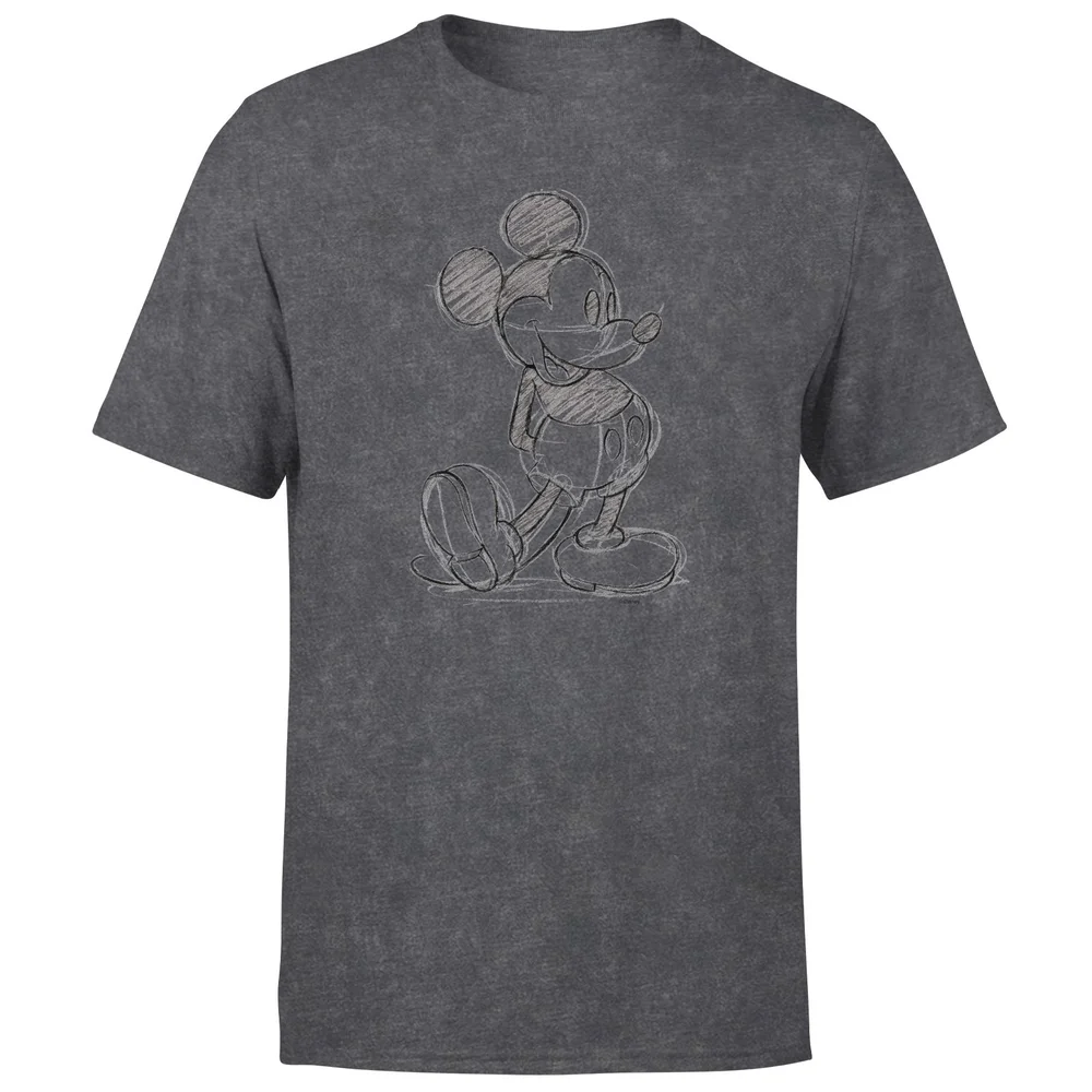 Disney Mickey Mouse Sketch Men's T-Shirt - Black Acid Wash - S - Black Acid Wash Image 1