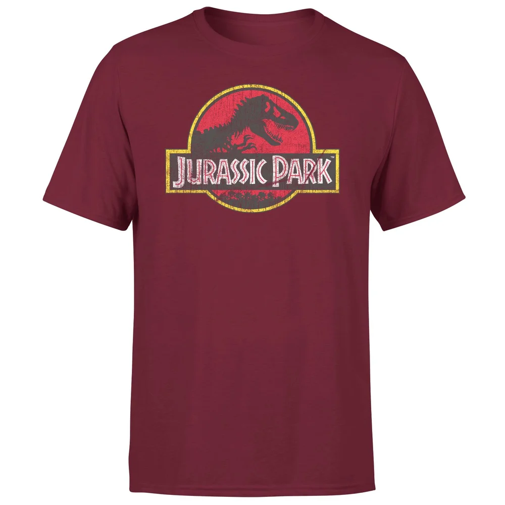 Jurassic Park Logo Vintage Men's T-Shirt - Burgundy - S Image 1