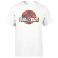Jurassic Park Logo Vintage Men's T-Shirt - White - undefined undefined