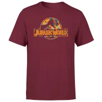 Jurassic Park Logo Tropical Men's T-Shirt - Burgundy - undefined undefined