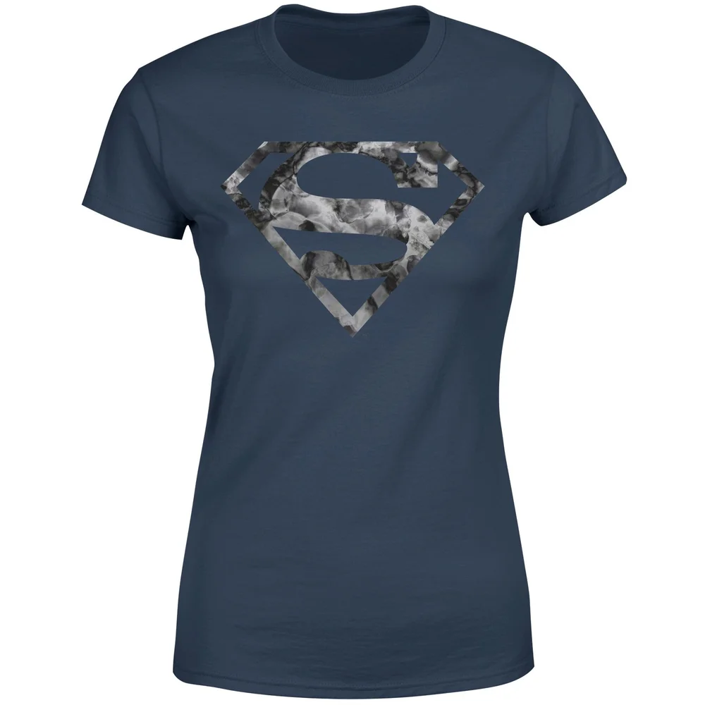 Marble Superman Logo Women's T-Shirt - Navy - XS Image 1