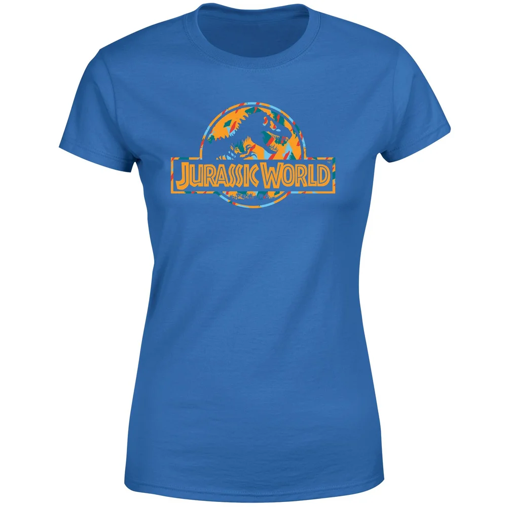 Jurassic Park Logo Tropical Women's T-Shirt - Blue - S Image 1