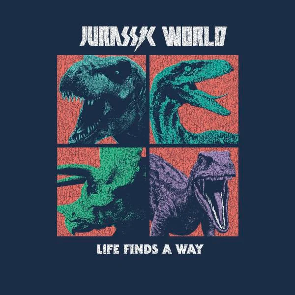 Jurassic Park World Four Colour Faces Women's T-Shirt - Navy