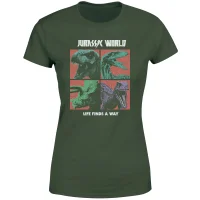 Jurassic Park World Four Colour Faces Women's T-Shirt - Green - undefined undefined
