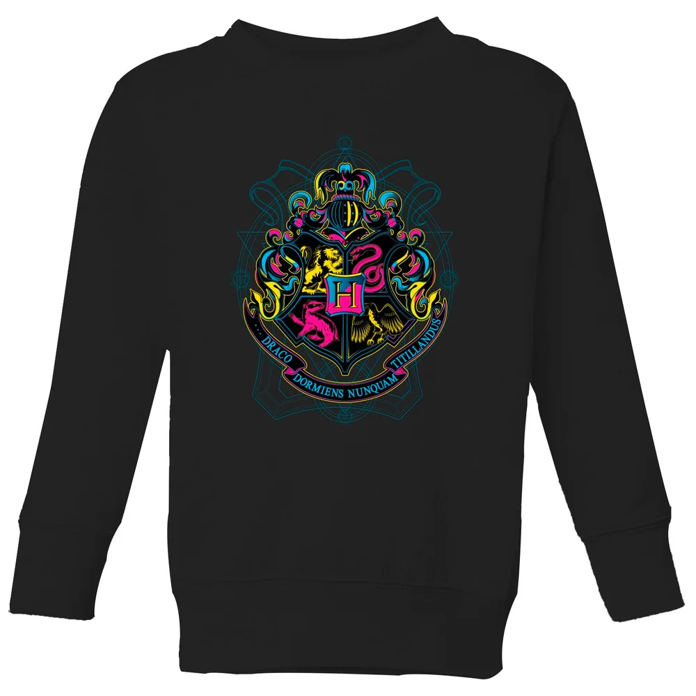 Harry Potter Hogwarts Neon Crest Kids' Sweatshirt - Black - 3-4 Years Image 1