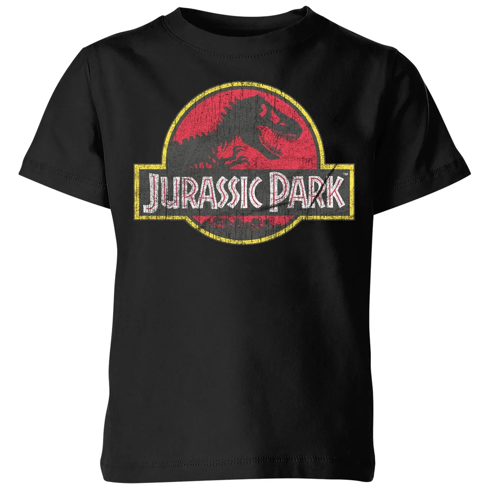 Jurassic Park Logo Vintage Kids' T-Shirt - Black - 3-4 Years Image 1
