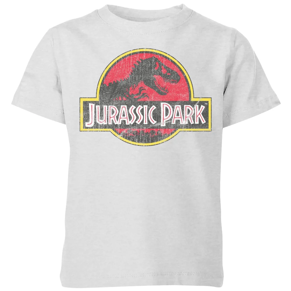 Jurassic Park Logo Vintage Kids' T-Shirt - Grey - 3-4 Years Image 1