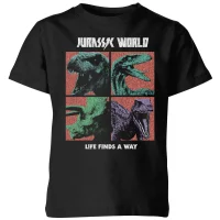 Jurassic Park World Four Colour Faces Kids' T-Shirt - Black - undefined undefined