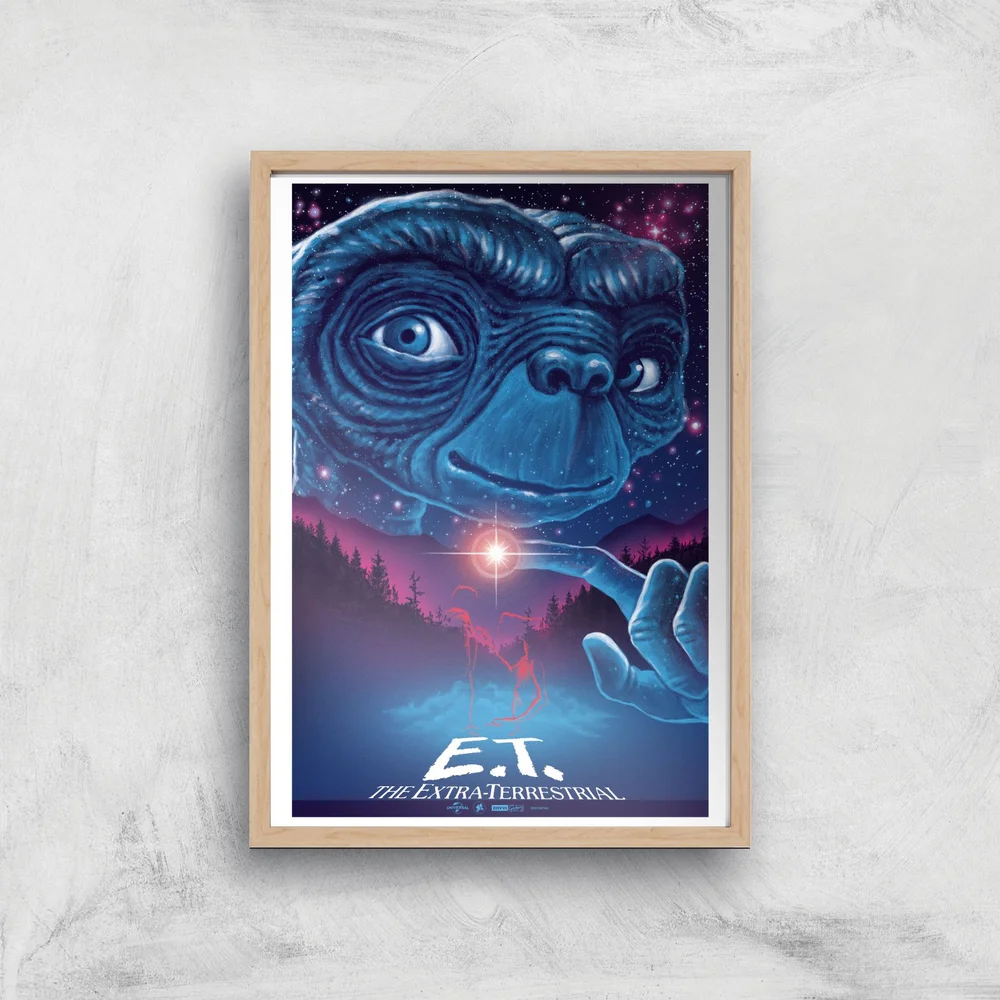 E.T. The Extra-Terrestrial X Ghoulish Print Giclee Art Print - A4 - Wooden Frame Image 1