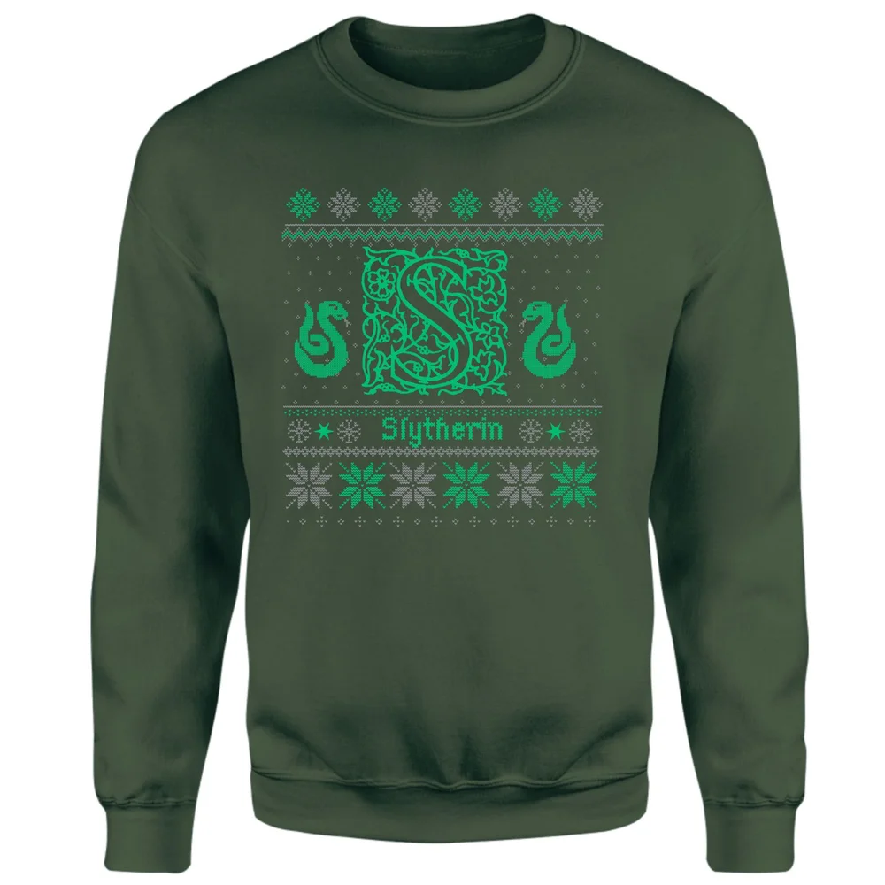 Harry Potter Slytherin Christmas Christmas Jumper - Green - S Image 1
