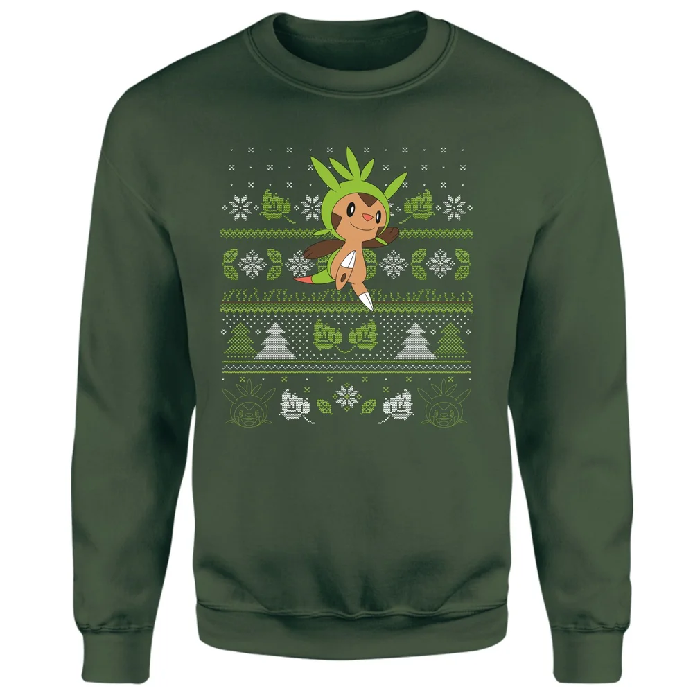 Pokemon Chespin Christmas Christmas Jumper - Green - S Image 1