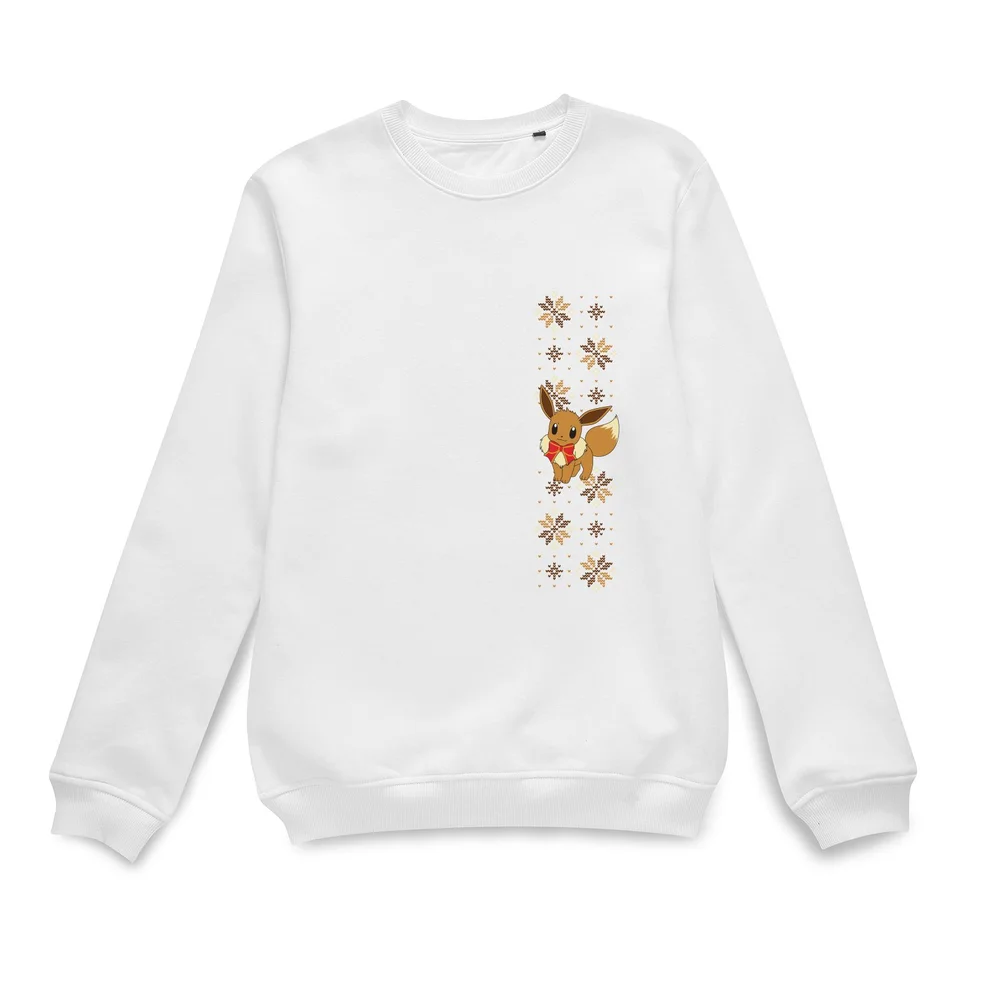 Pokemon Eve Bow Tie Christmas Jumper - White - S Image 1