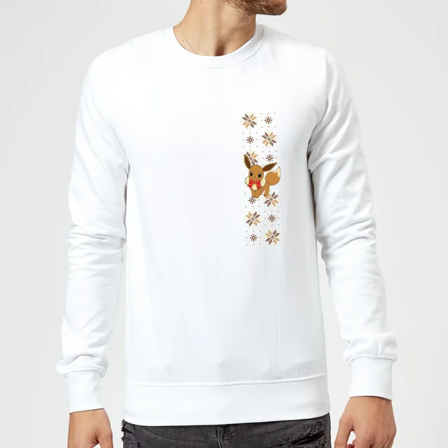 Pokemon Eve Bow Tie Christmas Jumper - White