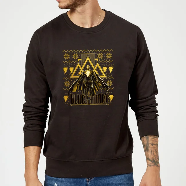 Black Adam Gold Christmas Christmas Jumper - Black