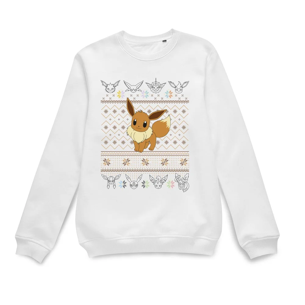 Pokemon Eevee Christmas Jumper - White - S Image 1