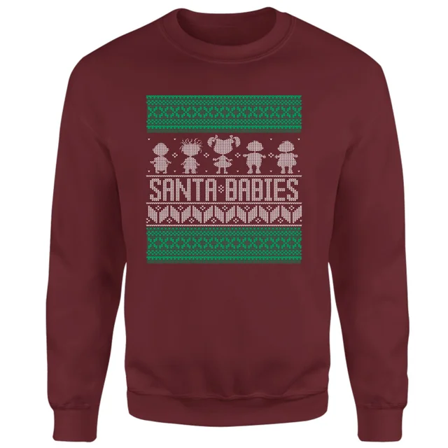 Rugrats Santa Babies Christmas Jumper - Burgundy