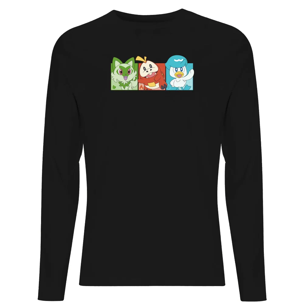 Pokémon 1st Starters Panels Unisex Long Sleeve T-Shirt - Black - S Image 1