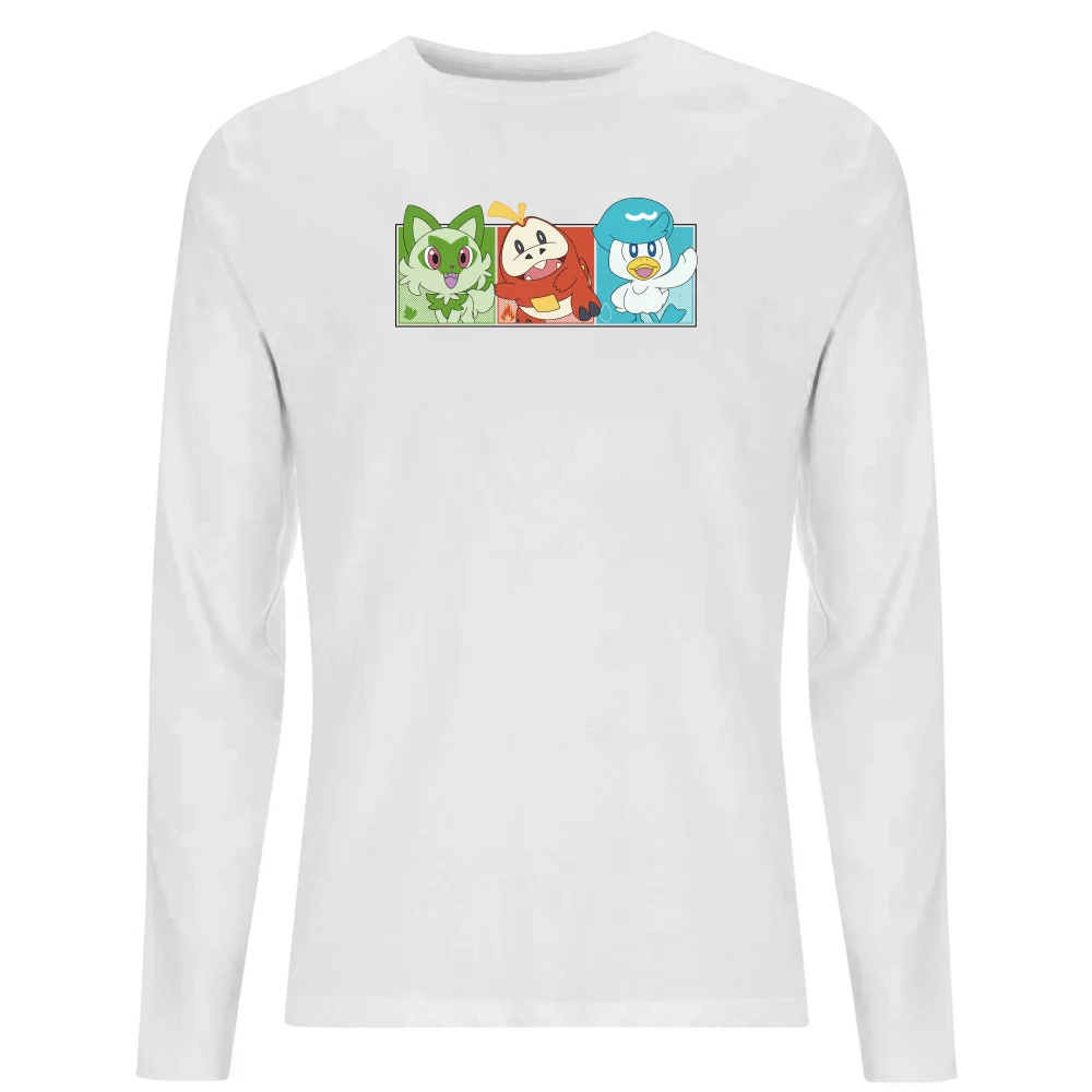 Pokémon 1st Starters Panels Unisex Long Sleeve T-Shirt - White - S Image 1