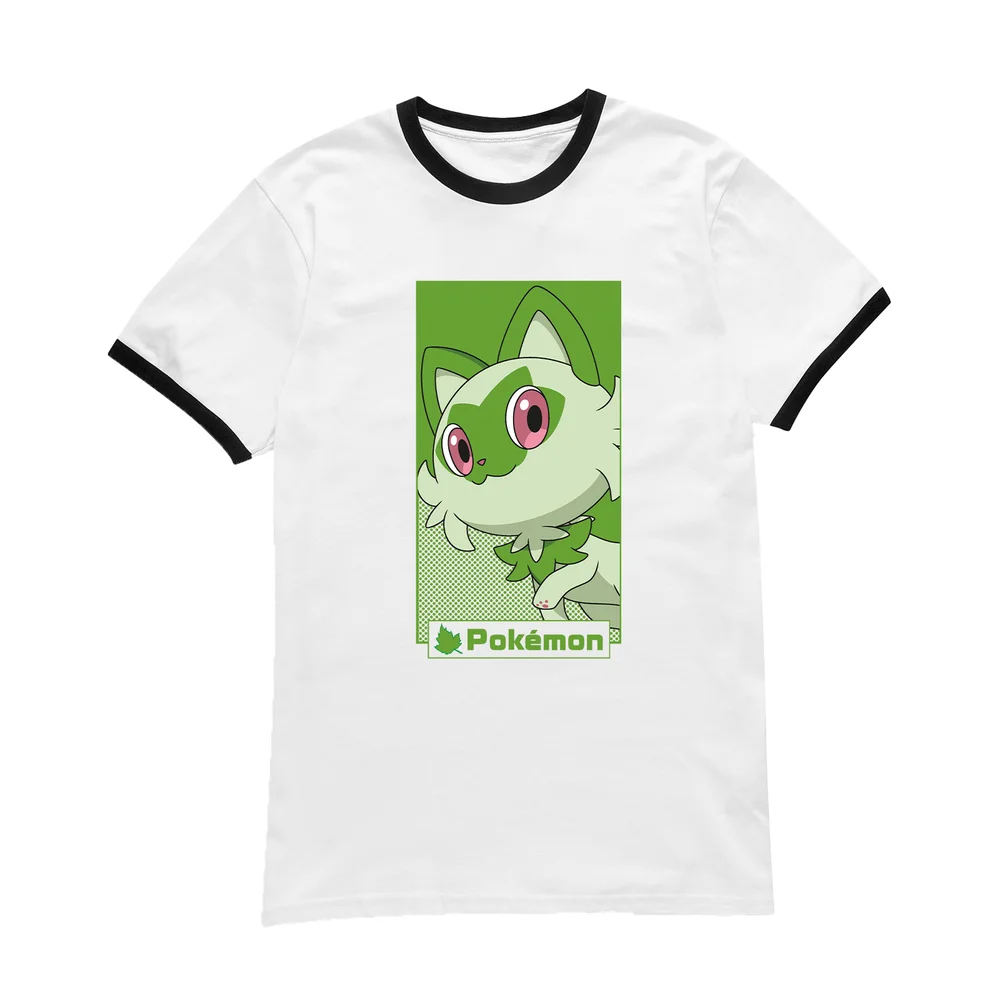 Pokémon Sprigatito Unisex Ringer T-Shirt - White/Black - L Image 1