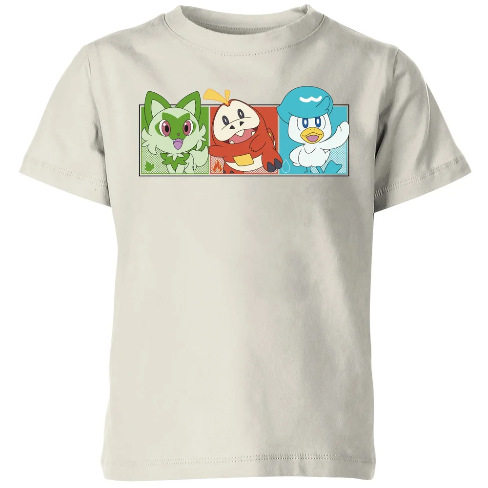 Pokémon 1st Starters Panels Kids' T-Shirt - Cream - 5-6 Years - Cream Image 1