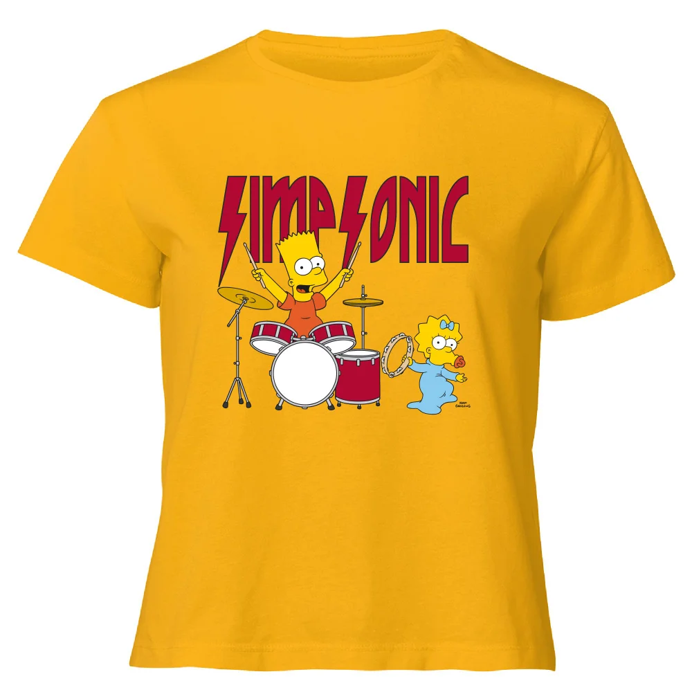 The Simpsons Simpsonic Women's Cropped T-Shirt - Mustard - XS - Mustard Image 1