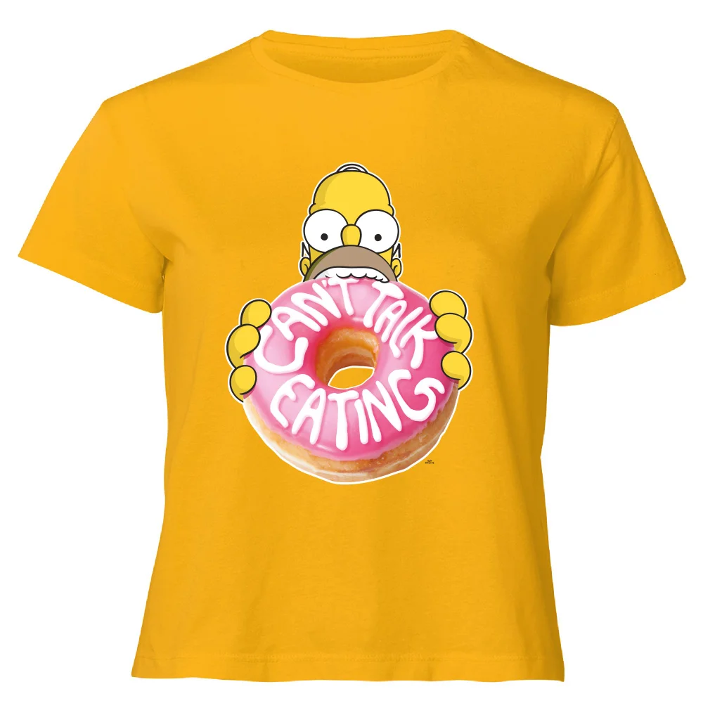 The Simpsons Homer Can't Talk Women's Cropped T-Shirt - Mustard - XS - Mustard Image 1